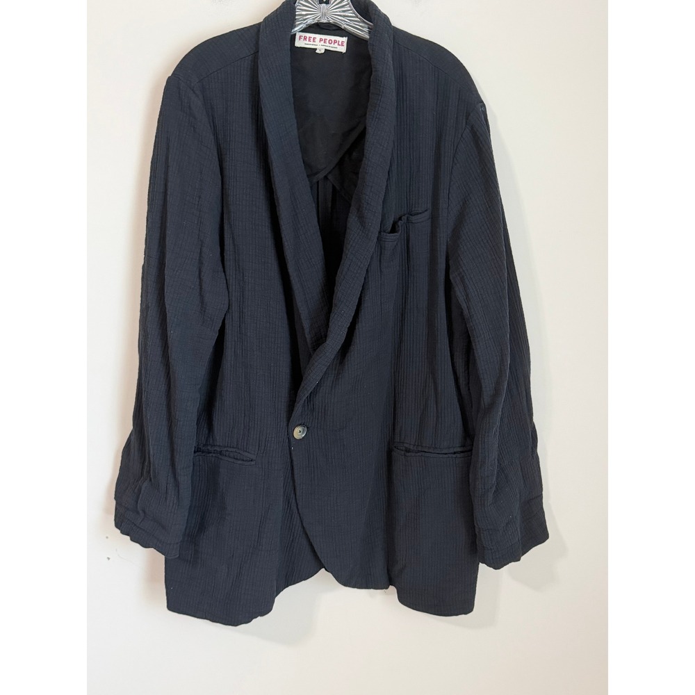 Free People Oversized Blazer Cardigan Women XL Black Slouchy Shawl Collar Jacket